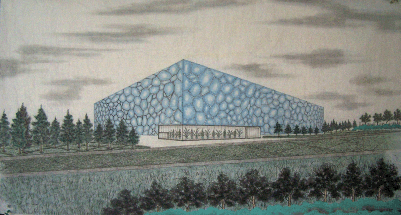 (国画)  北京水立方                           175cm×95cm